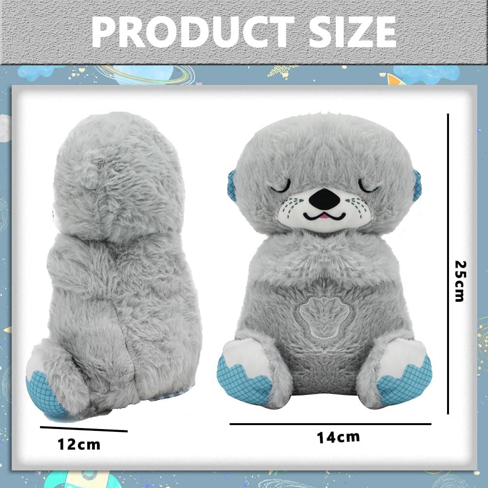 Peluche relajante para bebé que simula respiracion ( nutria azul )