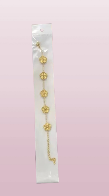 Pulsera trebol de cinco hojas oro