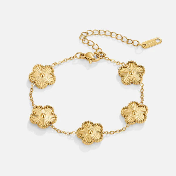 Pulsera trebol de cinco hojas oro