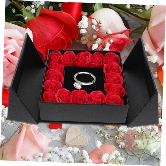 Caja de regalo con 16 rosas artificiales